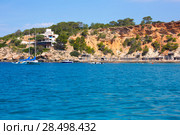 Ibiza Cala dHort d Hort view from boat in Balearic Islands. Стоковое фото, фотограф Tono Balaguer / Ingram Publishing / Фотобанк Лори