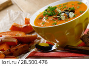 Homemade Thanksgiving Rustic Pumpkin Soup puree in ceramic Bowl. Стоковое фото, фотограф Olena Mykhaylova / Ingram Publishing / Фотобанк Лори