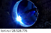 Металлообработка. Наплавка металла. Metalworking. Welding of metal. Стоковое видео, видеограф Евгений Романов / Фотобанк Лори