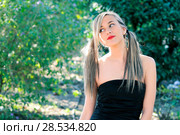 Beautiful and fashion girl with pigtails. Стоковое фото, фотограф Javier Sánchez Mingorance / Ingram Publishing / Фотобанк Лори