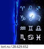 Twelve symbols of the zodiac. Space horoscope. Стоковая иллюстрация, иллюстратор ElenArt / Фотобанк Лори