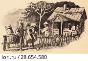 Отшельнический дом в лесу. Иллюстрация из журнала "Русский паломник" 1914 года. Стоковая иллюстрация, иллюстратор Макаров Алексей / Фотобанк Лори