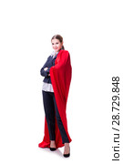 Superhero woman isolated on white background. Стоковое фото, фотограф Elnur / Фотобанк Лори