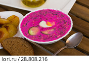 Cold yogurt beetroot soup. Стоковое фото, фотограф Яков Филимонов / Фотобанк Лори