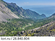 Горный лес в троговой долине (2018 год). Редакционное фото, фотограф Виктор Никитин / Фотобанк Лори