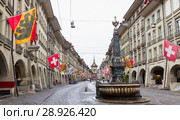 Street view of Kramgasse, Bern (2017 год). Стоковое фото, фотограф EugeneSergeev / Фотобанк Лори