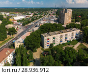 Lipetsk, Russia - Aug 5. 2018. view of Levoberezhny district and Zoya Kosmodemyanskaya street. Редакционное фото, фотограф Володина Ольга / Фотобанк Лори
