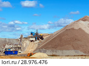 Dumps of mined rock with a system of belt conveyors and spreaders, general view. Стоковое фото, фотограф Евгений Харитонов / Фотобанк Лори