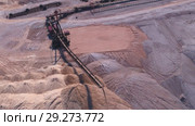 Conveyor console of the spreader during operation. Transportation of an empty rock to a dump. Стоковое видео, видеограф Андрей Радченко / Фотобанк Лори