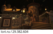 Territory of the amusement Shrek in DreamWorks in Motiongate at Dubai Parks and Resorts (2018 год). Редакционное фото, фотограф Юлия Машкова / Фотобанк Лори