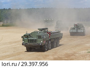 Транспортно-заряжающая машина РСЗО 9К58 "Смерч" (реактивная система залпового огня) на Международном военно-техническом форуме "Армия-2018". Московская область, полигон "Алабино" Редакционное фото, фотограф Игорь Долгов / Фотобанк Лори