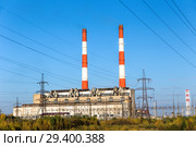 Яйвинская тепловая конденсационная электростанция в поселке Яйва. Пермский край. Россия (2016 год). Стоковое фото, фотограф Евгений Ткачёв / Фотобанк Лори