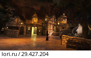 Territory of the amusement Shrek in DreamWorks in Motiongate at Dubai Parks and Resorts (2018 год). Редакционное фото, фотограф Юлия Машкова / Фотобанк Лори