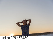 happy smiling girl in white hat enjoying sun, expanse of Bascunchak salt lake. Стоковое фото, фотограф Ирина Мойсеева / Фотобанк Лори