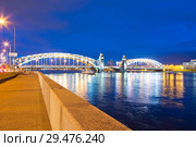 Россия. Санкт-Петербург. Большеохтинский мост (2018 год). Редакционное фото, фотограф Литвяк Игорь / Фотобанк Лори