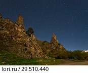 Ингушетия. Вовнушки. Сторожевые башни. Ночной вид. Стоковое фото, фотограф Литвяк Игорь / Фотобанк Лори