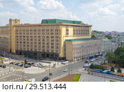 Вид на Лубянскую площадь и здание Центра информационной безопасности ФСБ России, Москва, Россия (2018 год). Редакционное фото, фотограф Елена Коромыслова / Фотобанк Лори