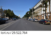 Voronezh, Russia - August 23. 2018. Prospect Revolution is one of the central streets of city. Редакционное фото, фотограф Володина Ольга / Фотобанк Лори