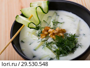 National Macedonian and Bulgarian dish Tarator. Стоковое фото, фотограф Яков Филимонов / Фотобанк Лори