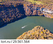 Aerial view of Ter river, Catalonia (2018 год). Стоковое фото, фотограф Яков Филимонов / Фотобанк Лори