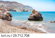 Love beach. Aphrodite's Rock - Aphrodite's birthplace near Paphos City. Rock of Greek (Petra tou Romiou). Cyprus island (2017 год). Стоковое фото, фотограф Papoyan Irina / Фотобанк Лори