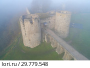 Koporye fortress in the morning October fog (aerial photography). Leningrad region, Russia (2018 год). Стоковое фото, фотограф Виктор Карасев / Фотобанк Лори