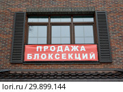 Объявление "Продажа блоксекций" в окне жилого дома. Стоковое фото, фотограф Ирина Борсученко / Фотобанк Лори