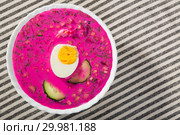 Cold yogurt beetroot soup. Стоковое фото, фотограф Яков Филимонов / Фотобанк Лори