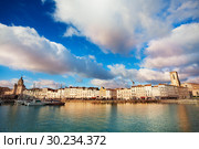 Embarkment Duperre and clocktower in la Rochelle (2017 год). Стоковое фото, фотограф Сергей Новиков / Фотобанк Лори