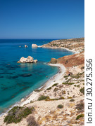 Petra tou Romiou or Aphrodite Rock Beach, one of the main attractions and landmarks of Cyprus island. (2018 год). Стоковое фото, фотограф Сергей Пристяжнюк (Serg Zastavkin) / Фотобанк Лори