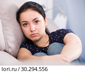 Portrait of sad brunette. Стоковое фото, фотограф Яков Филимонов / Фотобанк Лори