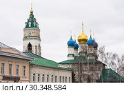 Город Тула. Городской пейзаж с видом на Храм Благовещения Пресвятой Богородицы с Благовещенской улицы зимним днём (2019 год). Стоковое фото, фотограф Игорь Низов / Фотобанк Лори