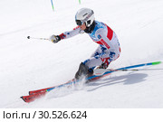 Горнолыжница Нагайцева Анна (Кемеровская область). Кубок России по горнолыжному спорту, слалом (2019 год). Редакционное фото, фотограф А. А. Пирагис / Фотобанк Лори