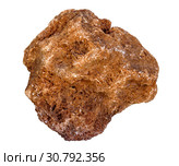 Mineral sample - intergrowth of iron oxide and hydroxide crystals, isolated on white background. Стоковое фото, фотограф Евгений Харитонов / Фотобанк Лори