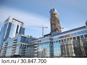 Строительство небоскребов, бизнес-центра "Москва-сти" (2018 год). Редакционное фото, фотограф Ольга Зиновская / Фотобанк Лори