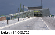 Панорама морского центра "Велламо" морозным февральским днем. Котка, Финляндия (2018 год). Редакционное видео, видеограф Виктор Карасев / Фотобанк Лори