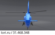 Blue helicopter isolated on the gray background. 3d illustration. Стоковая иллюстрация, иллюстратор Владимир Хапаев / Фотобанк Лори