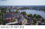 Aerial landscape of Kaliningrad city, Russia. Стоковое видео, видеограф Антон Гвоздиков / Фотобанк Лори
