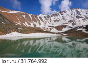 Titov peak and lake in Tian Shan mountains in Kazakhstan (2019 год). Стоковое фото, фотограф Алексей Кузнецов / Фотобанк Лори
