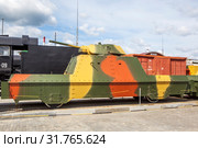 Артиллерийская бронеплощадка ПЛ-43. На открытой площадке музея военной техники «Боевая слава Урала». Верхняя Пышма. Свердловская область (2019 год). Редакционное фото, фотограф Сергей Афанасьев / Фотобанк Лори