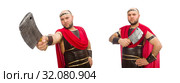 Gladiator isolated on white background. Стоковое фото, фотограф Elnur / Фотобанк Лори