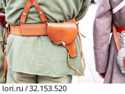 Vintage leather holster on the belt. Стоковое фото, фотограф FotograFF / Фотобанк Лори