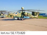 Ми-28УБ Havoc— российский учебно-боевой  вертолет на авиашоу МАКС-2019. Редакционное фото, фотограф Виктор Карасев / Фотобанк Лори