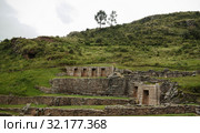 Exterior view to archaeological site of Tambomachay, Cuzco, Peru (2018 год). Стоковое фото, фотограф Сергей Майоров / Фотобанк Лори