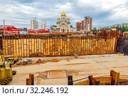 Russia, Samara, September 2016: Formwork for pouring concrete. Tunnel construction. Samara. Редакционное фото, фотограф Акиньшин Владимир / Фотобанк Лори