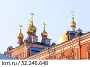 Golden domes and crosses of the Iversky female monastery of Samara. (2016 год). Стоковое фото, фотограф Акиньшин Владимир / Фотобанк Лори