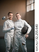 A portrait of two young women fencers. Стоковое фото, фотограф Константин Шишкин / Фотобанк Лори