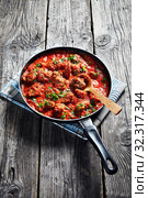 African Beef Stew in a frying pan. Стоковое фото, фотограф Oksana Zh / Фотобанк Лори