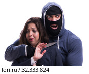 The businesswoman is kidnapped by the knifeman. Стоковое фото, фотограф Elnur / Фотобанк Лори