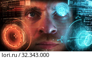 Ironman GUI - Graphical User Interface concept, holographic CGI screen. Стоковое видео, видеограф Dzmitry Astapkovich / Фотобанк Лори
